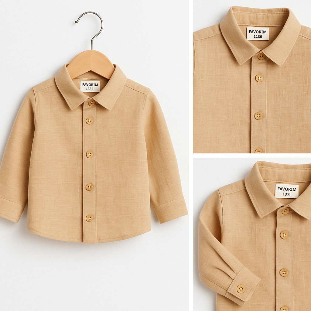 Favorimkids  buğday Pamuklu Erkek Bebek Gömlek 1-4 Yaş 