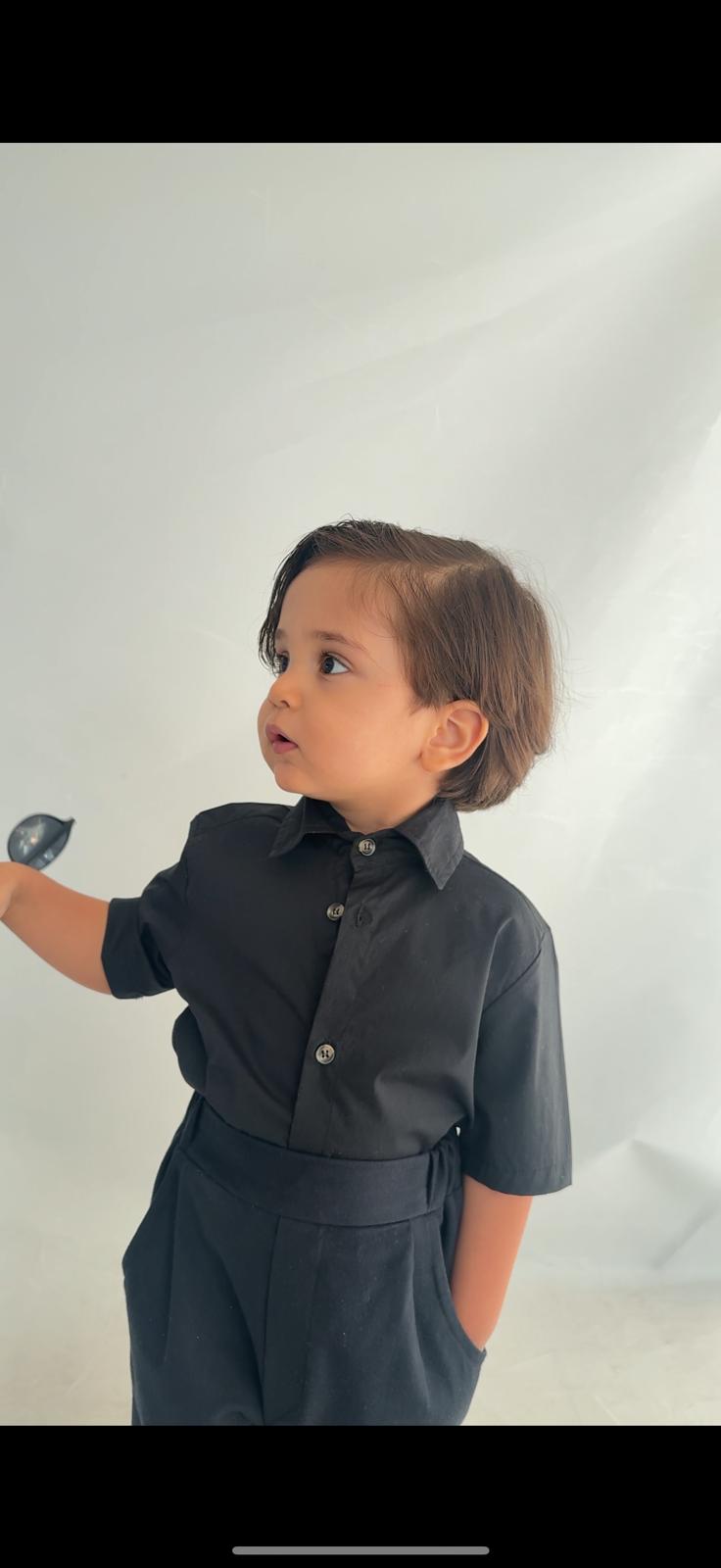 Favorimkids Bebek Çocuk siyah Uzun Kollu Pantalon Gömlek Takım 1-5 yaş new7