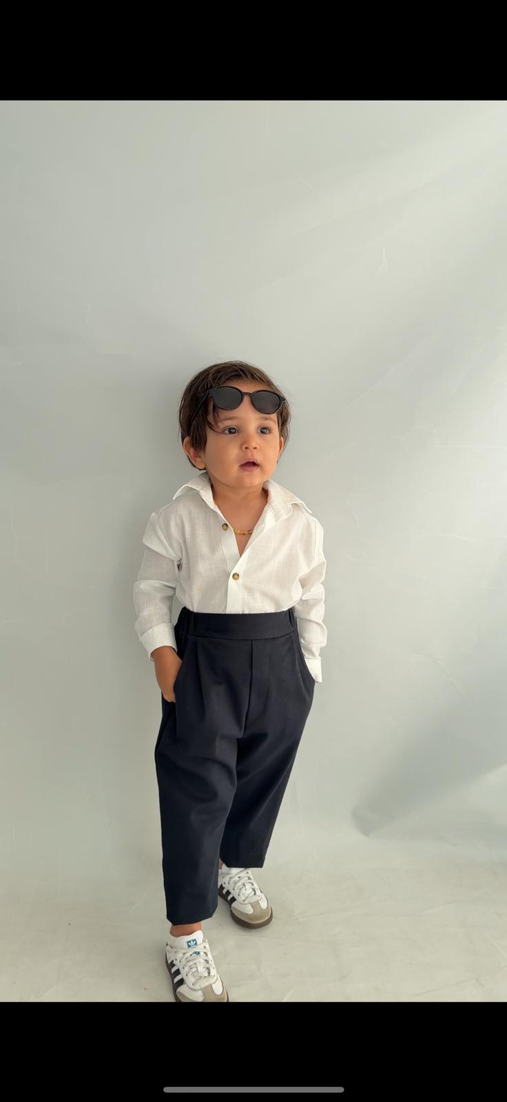 Favorimkids Bebek Çocuk siyah beyaz  Uzun Kollu Pantalon Gömlek Takım 1-5 yaş new5