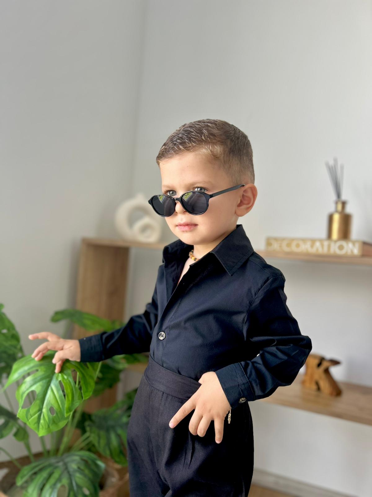Favorimkids Bebek Çocuk SİYAH Pantalon  Gömlek Takım 1-5 yaş 