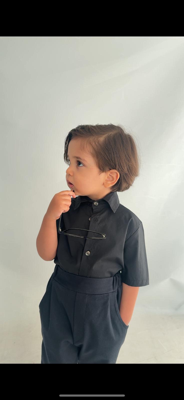 Favorimkids Bebek Çocuk siyah Uzun Kollu Pantalon Gömlek Takım 1-5 yaş new7