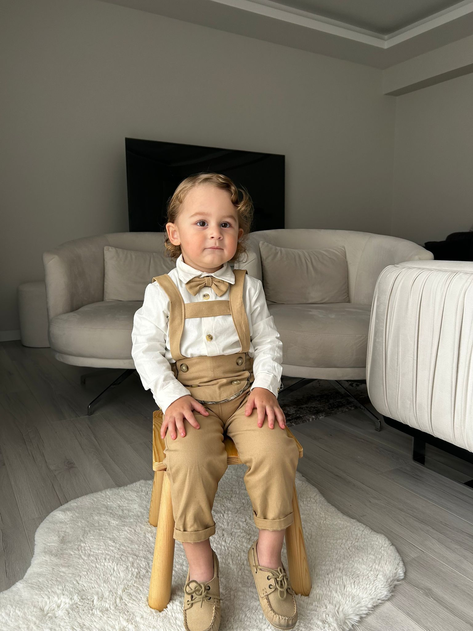 Favorimkids Salopet Takım 3 lü set Gömlek Salopet Papyon 