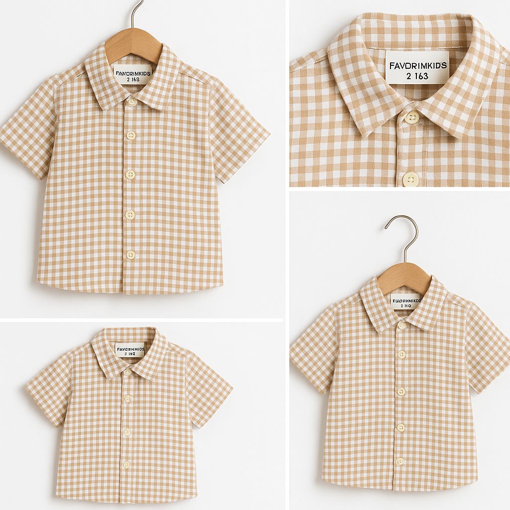 Favorimkids Poti kareli Pamuklu Erkek Bebek Gömlek 1-4 Yaş 