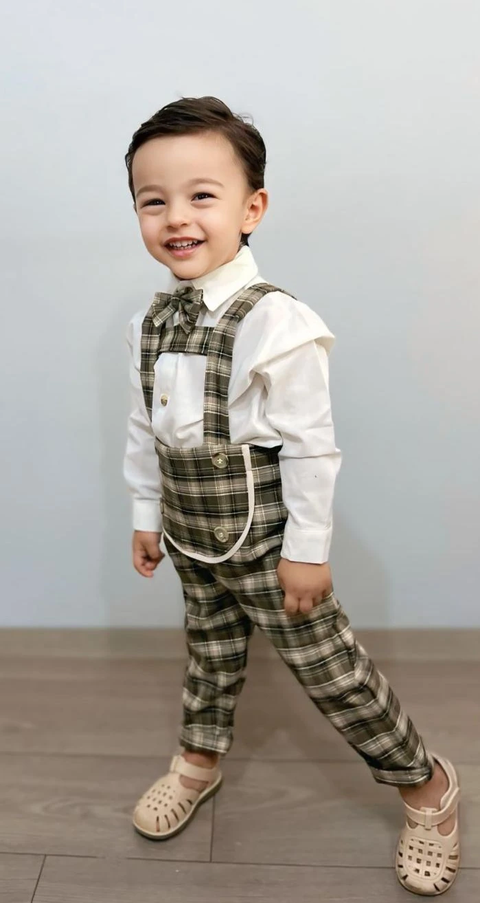 Favorimkids Pamuklu Bebek Çocuk Çizgili Salopet Takım 3 lü set 