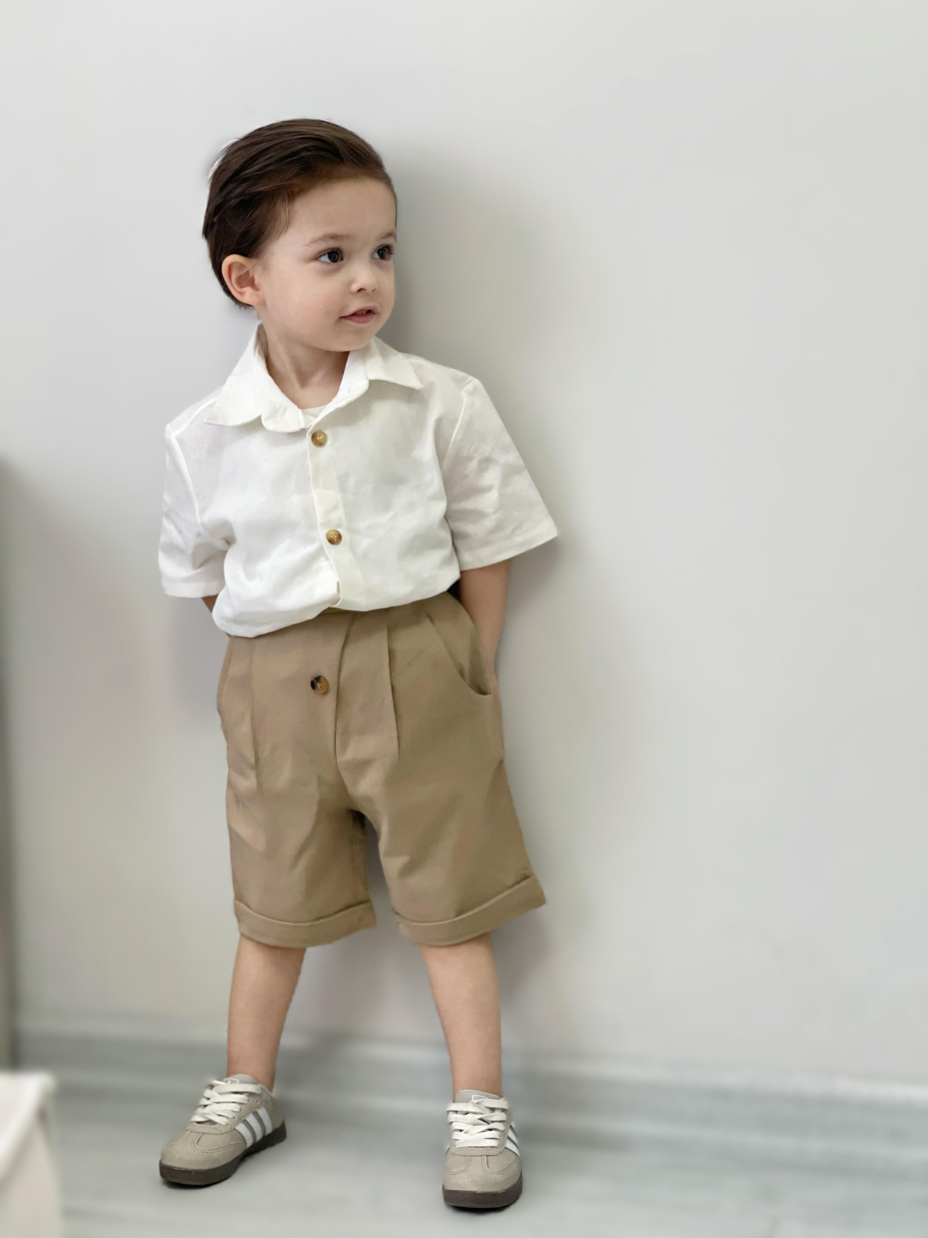Favorimkids kısa krem Pamuklu Takım Pamuklu Pantalon Alt Üst Takım – Şık ve Tarz