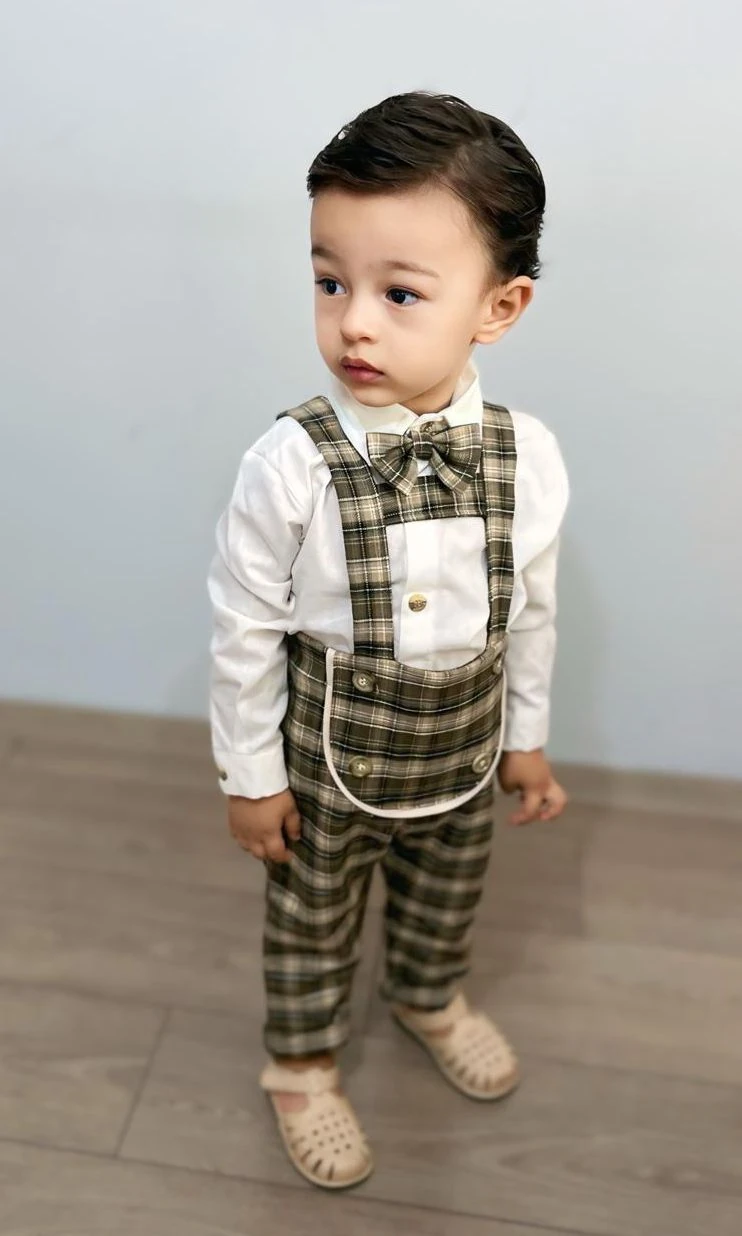 Favorimkids Pamuklu Bebek Çocuk Çizgili Salopet Takım 3 lü set 