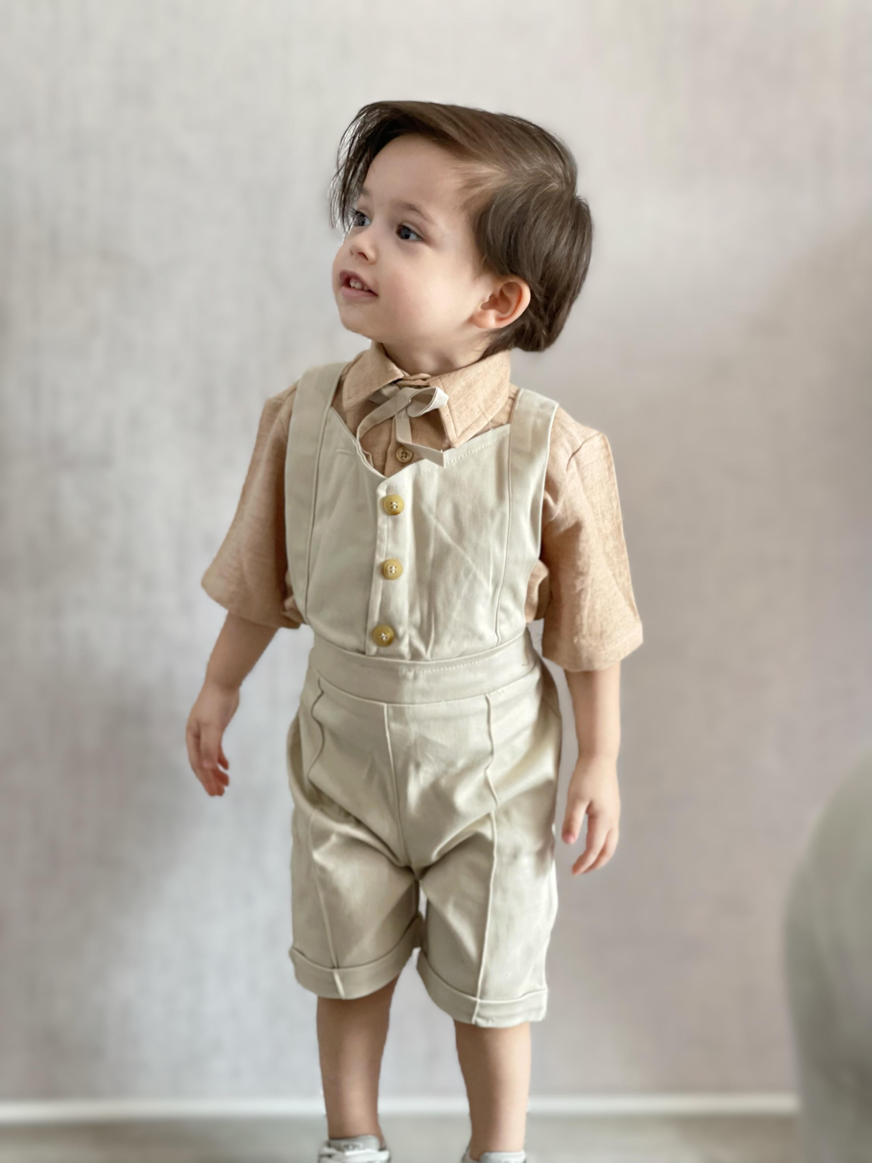 Favorimkids Premium Yazlık Takım Gömlek Salopet fiyonk 3 lü set 