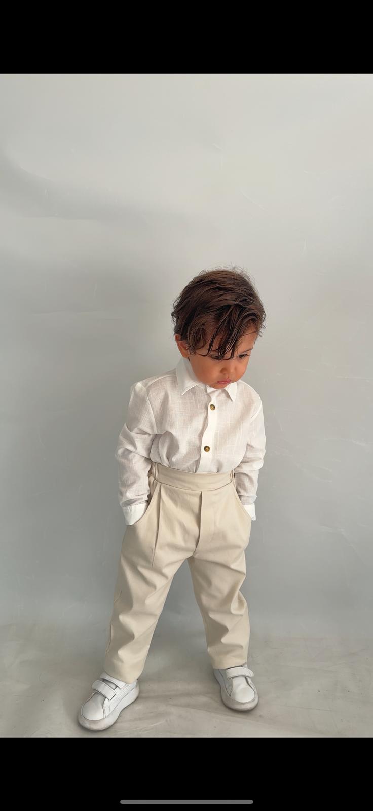 Favorimkids Bebek Çocuk Krem Uzun Kollu Pantalon Gömlek Takım 1-5 yaş new2 