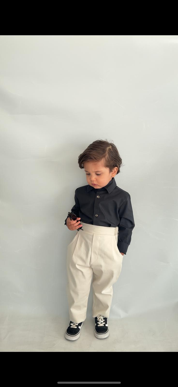 Favorimkids Bebek Çocuk siyah Krem Uzun Kollu Pantalon Gömlek Takım 1-5 yaş new4