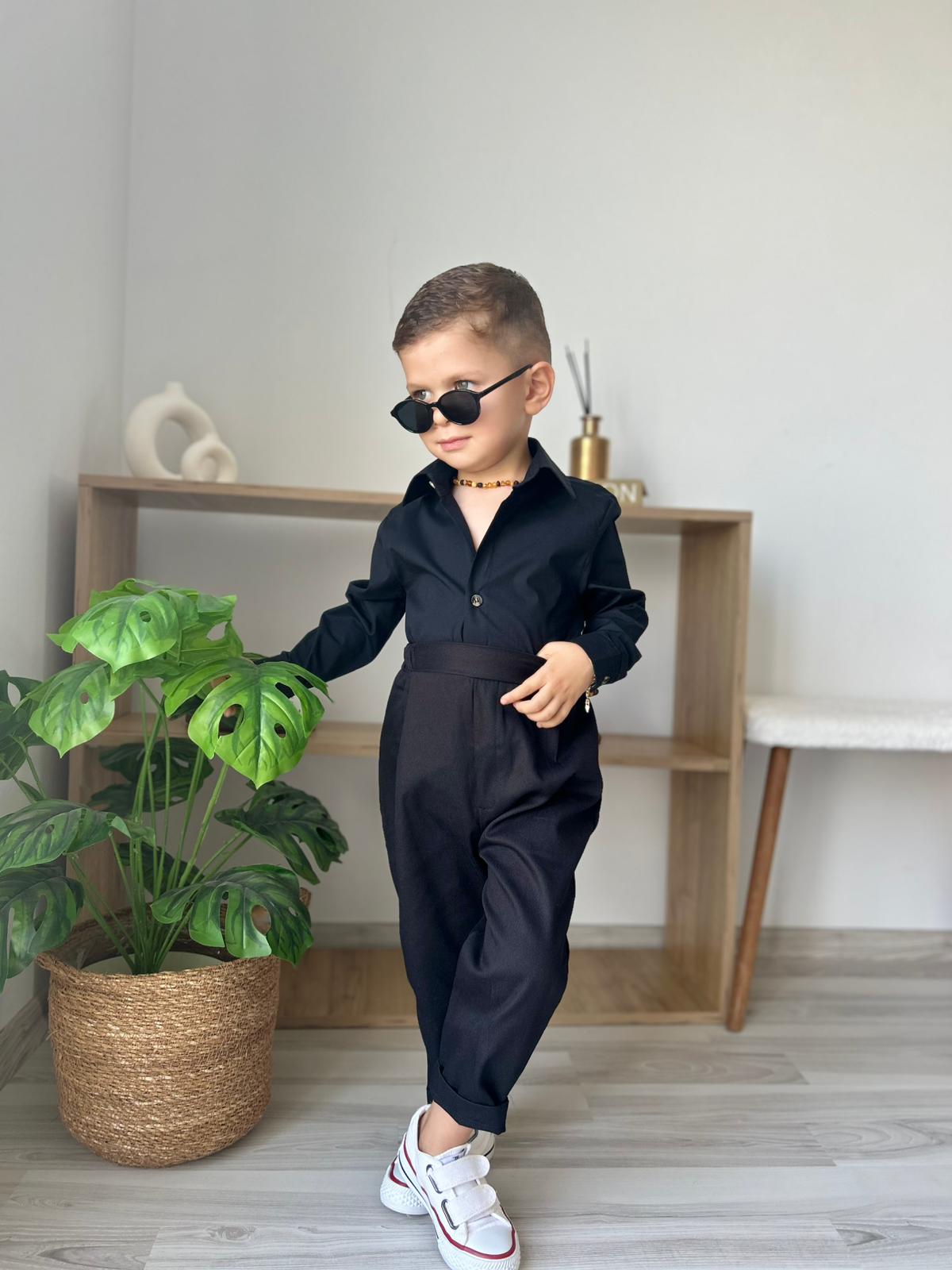 Favorimkids Bebek Çocuk SİYAH Pantalon  Gömlek Takım 1-5 yaş 