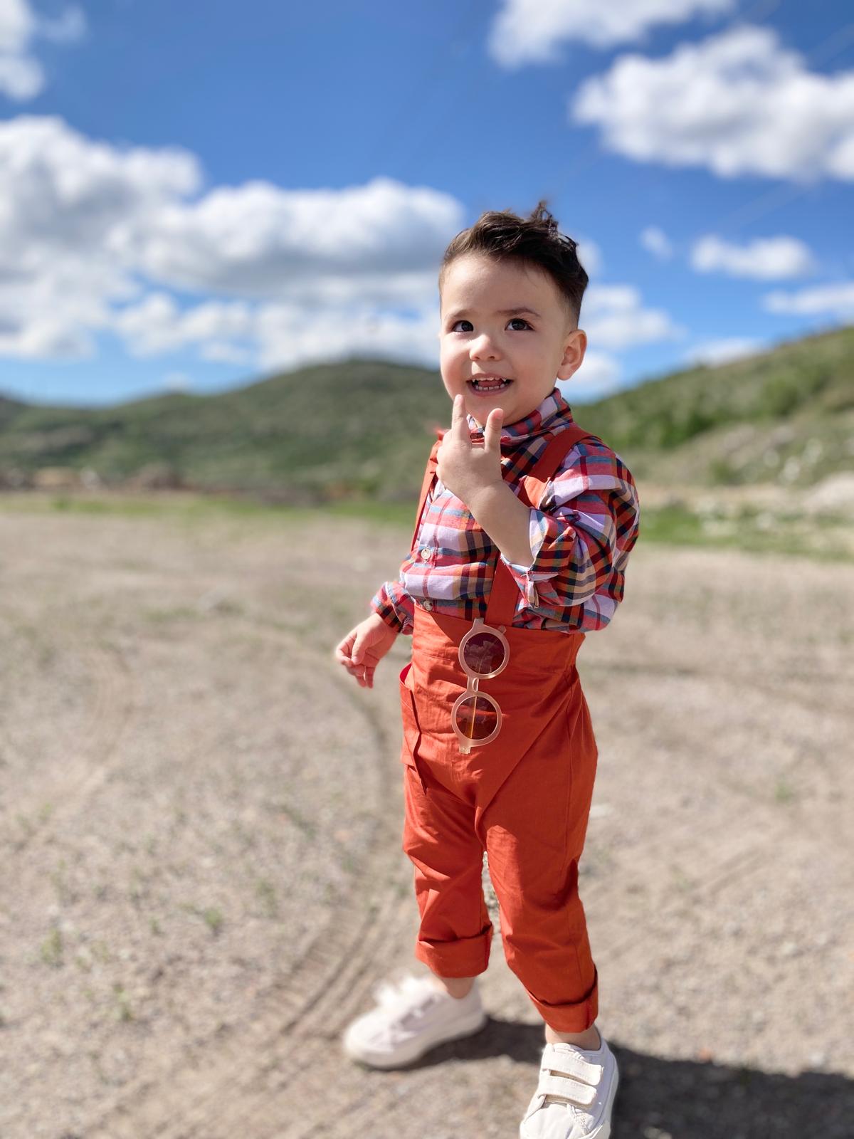 Favorimkids yeni kareli renkli Salopet Takım 