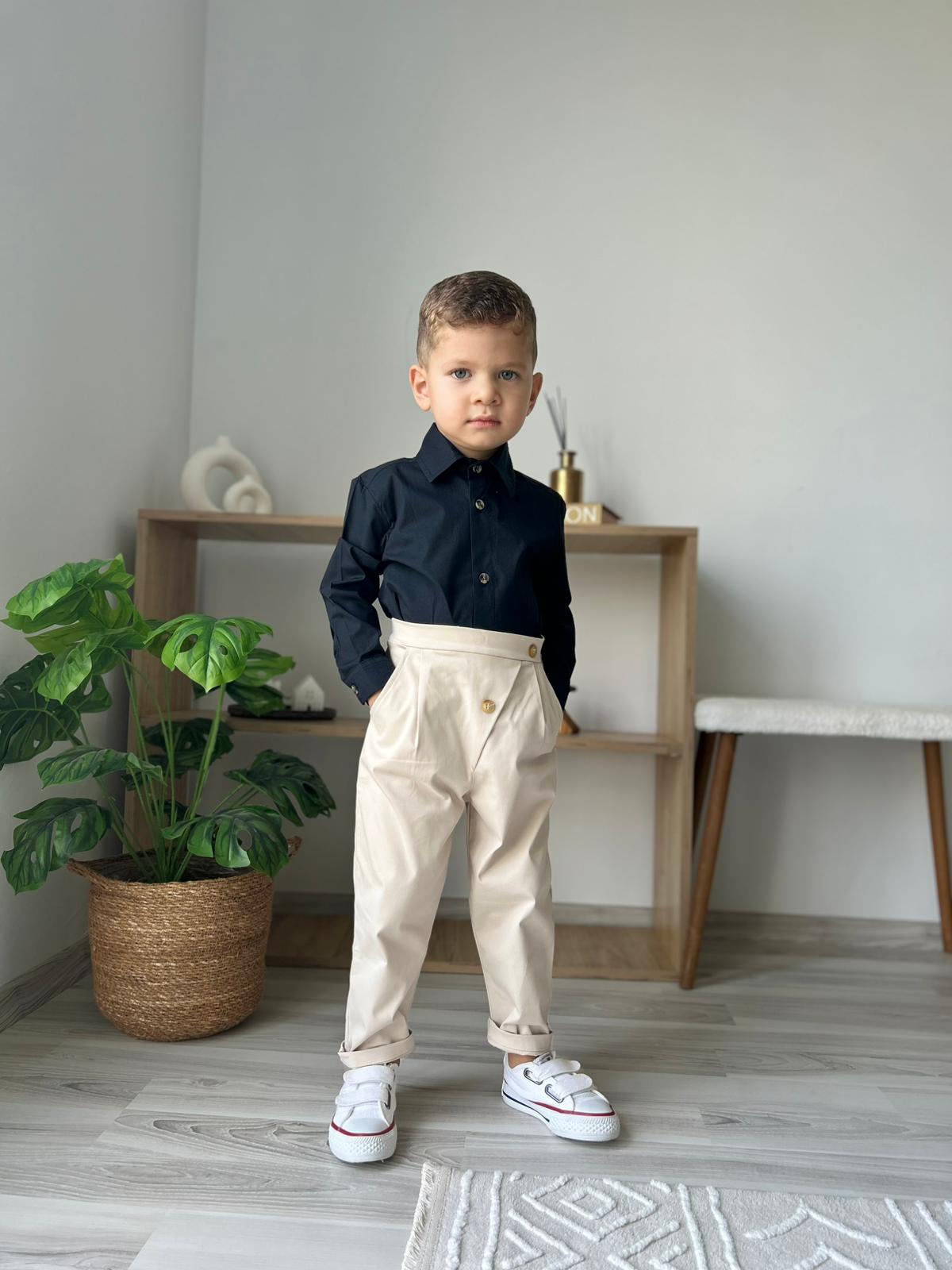 Favorimkids Bebek Çocuk Pantalon Siyah uzun  Gömlek Takım 1-5 yaş 