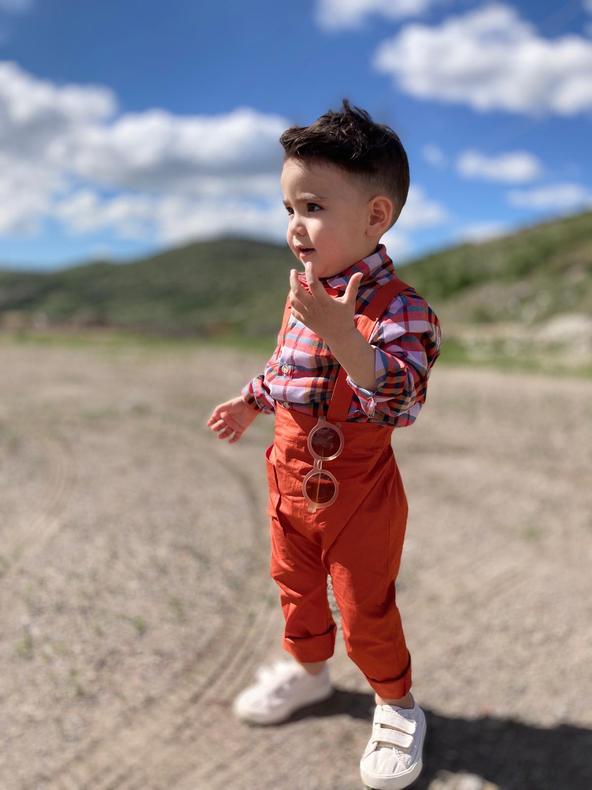 Favorimkids yeni kareli renkli Salopet Takım 