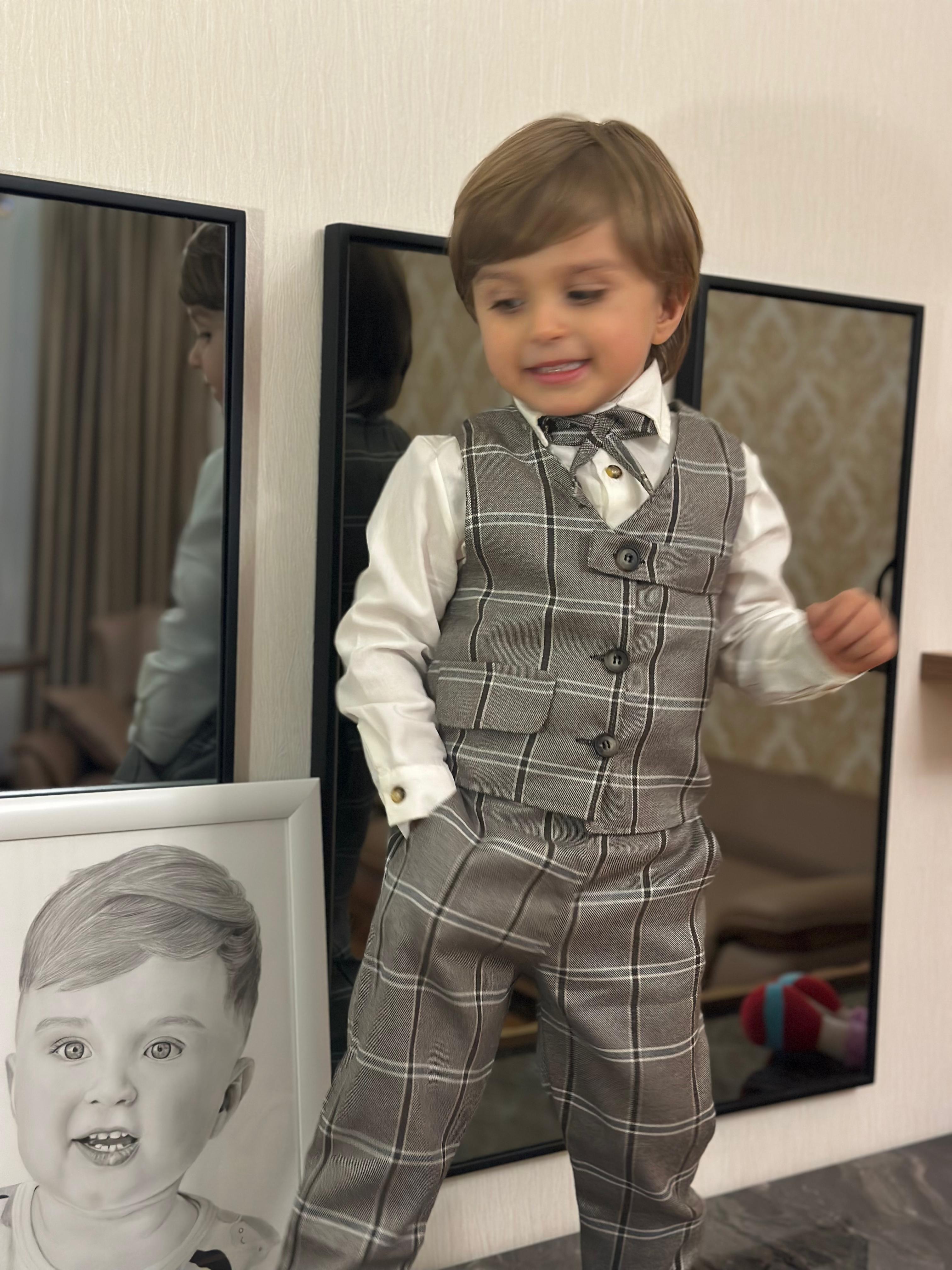 Favorimkids Bebek Çocuk  Yeni yelekli Takım Çizgili Pamuklu 1-6