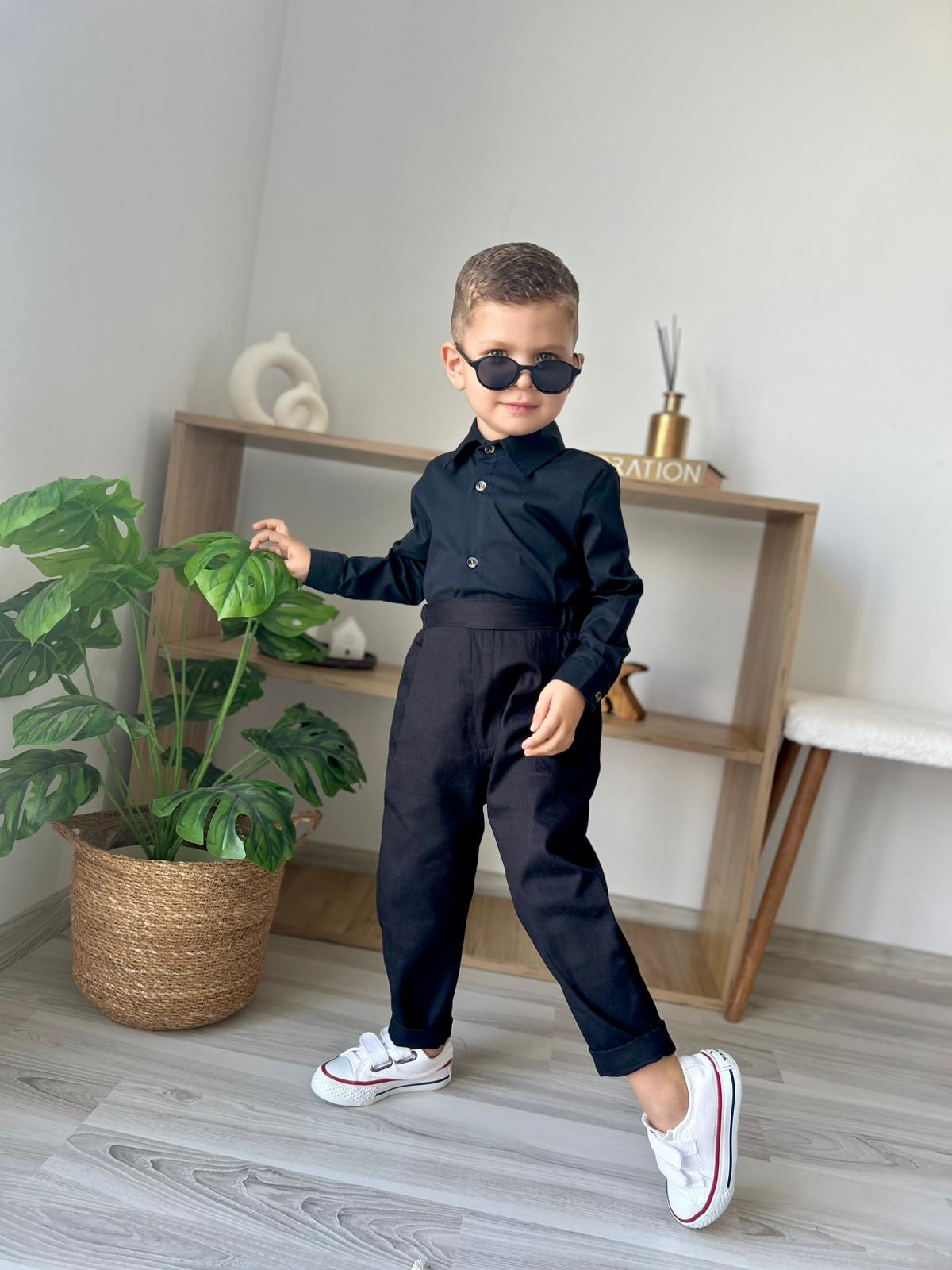 Favorimkids Bebek Çocuk SİYAH Pantalon  Gömlek Takım 1-5 yaş 