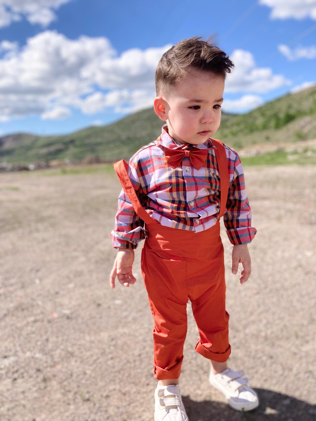 Favorimkids yeni kareli renkli Salopet Takım 