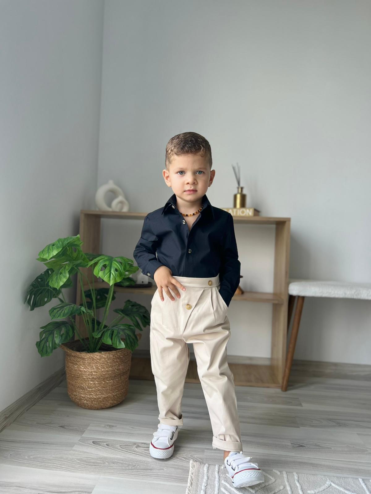 Favorimkids Bebek Çocuk Pantalon Siyah uzun  Gömlek Takım 1-5 yaş 