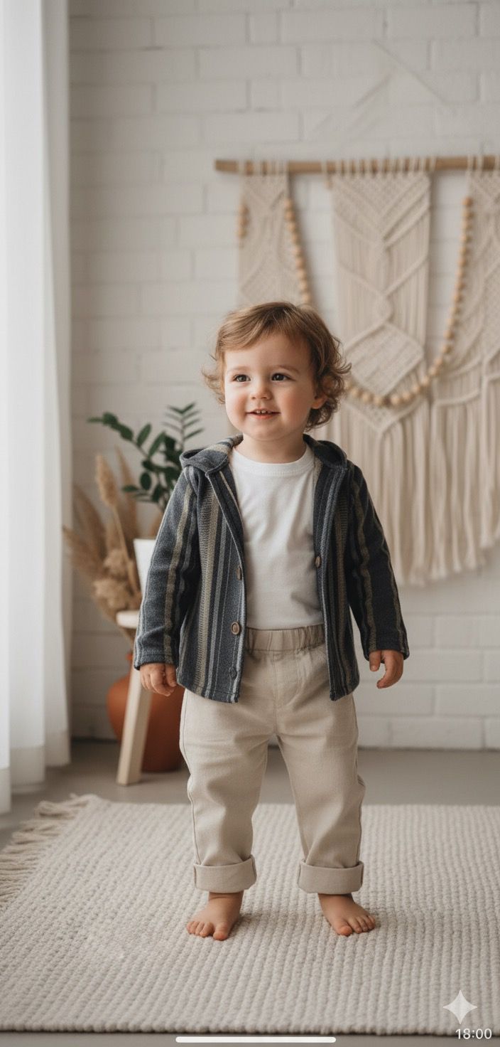 Favorimkids Çizgili  Pamuklu  Kapşonlu Sweat  Alt Üst Takım Bebek Çocuk -2-