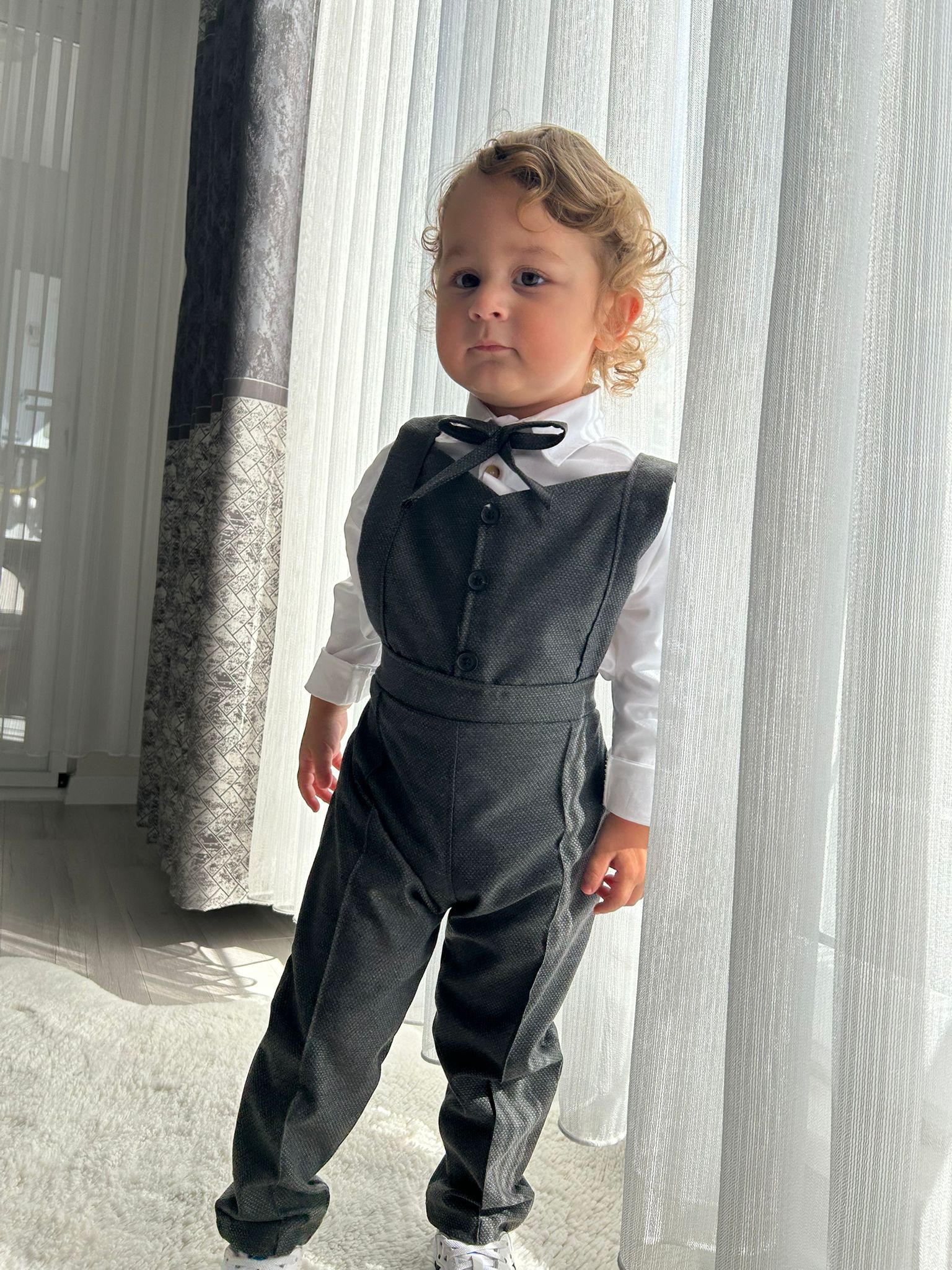 Favorimkids GRİ Tulum Yelekli Takım Pamuklu Bebek Çocuk 1-6 yaş 