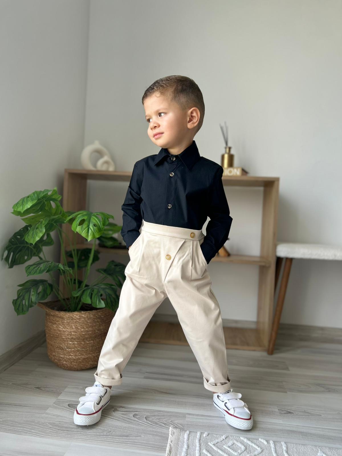 Favorimkids Bebek Çocuk Pantalon Siyah uzun  Gömlek Takım 1-5 yaş 