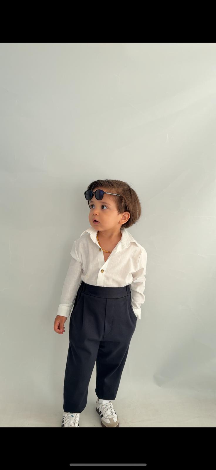 Favorimkids Bebek Çocuk siyah beyaz  Uzun Kollu Pantalon Gömlek Takım 1-5 yaş new5