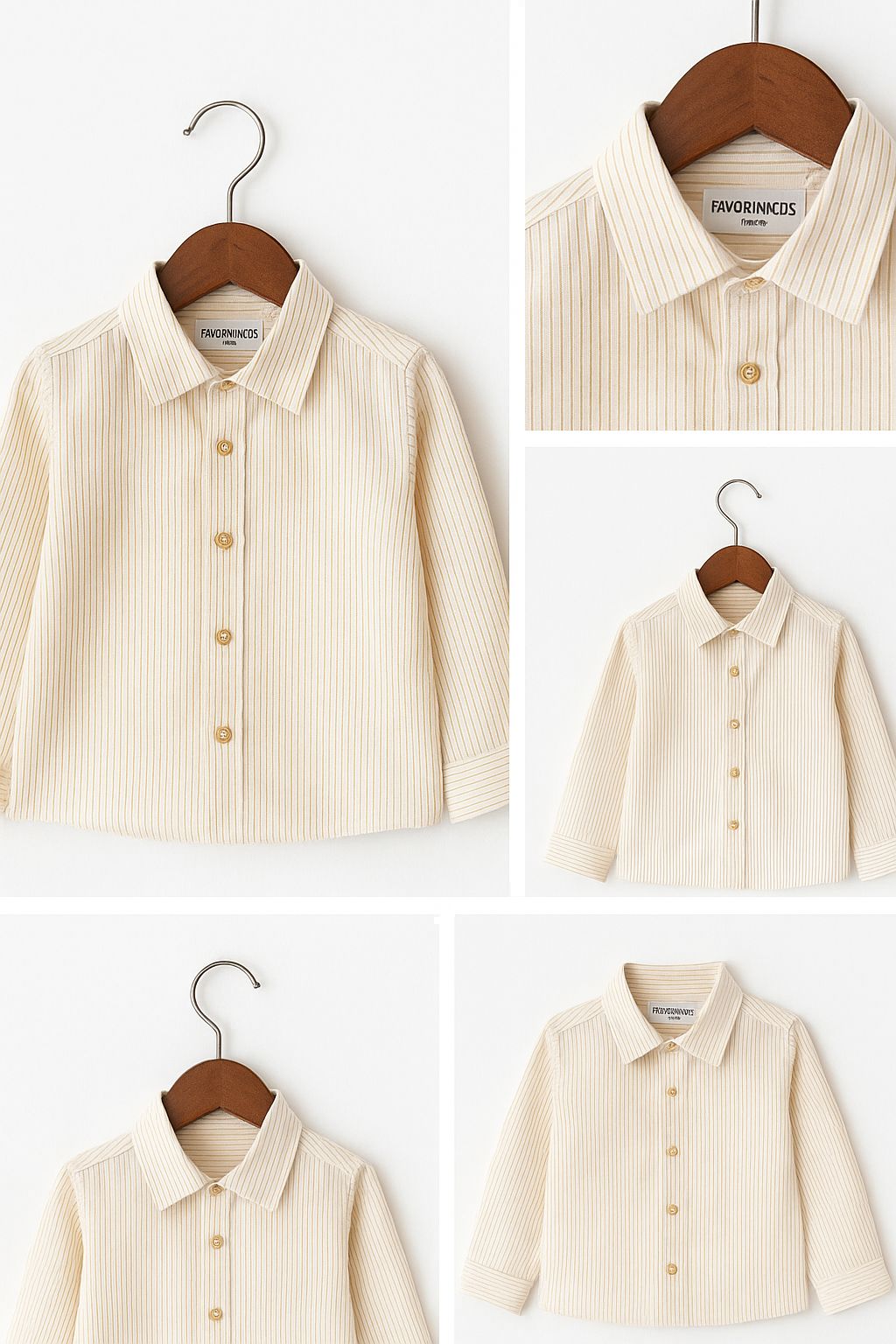 Favorimkids Beyaz  Çizgili Pamuklu Erkek Bebek Gömlek 