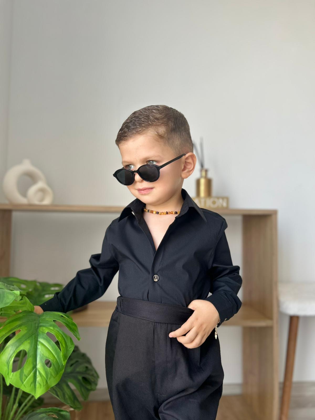 Favorimkids Bebek Çocuk SİYAH Pantalon  Gömlek Takım 1-5 yaş 