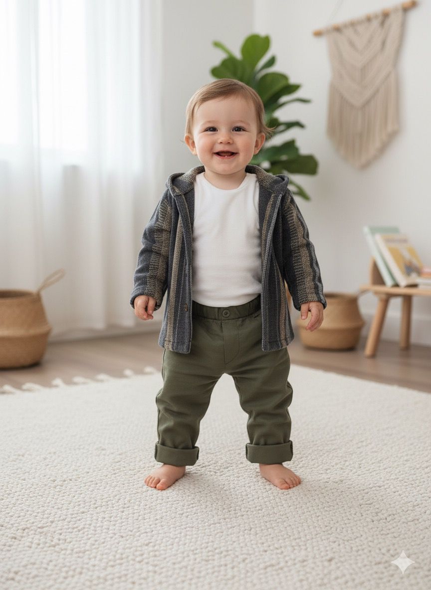 Favorimkids Çizgili  Pamuklu  Kapşonlu Sweat  Alt Üst Takım Bebek Çocuk -3-