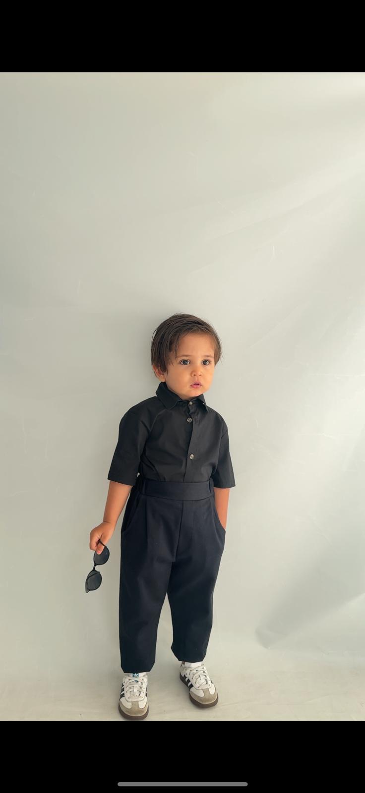 Favorimkids Bebek Çocuk siyah Uzun Kollu Pantalon Gömlek Takım 1-5 yaş new7