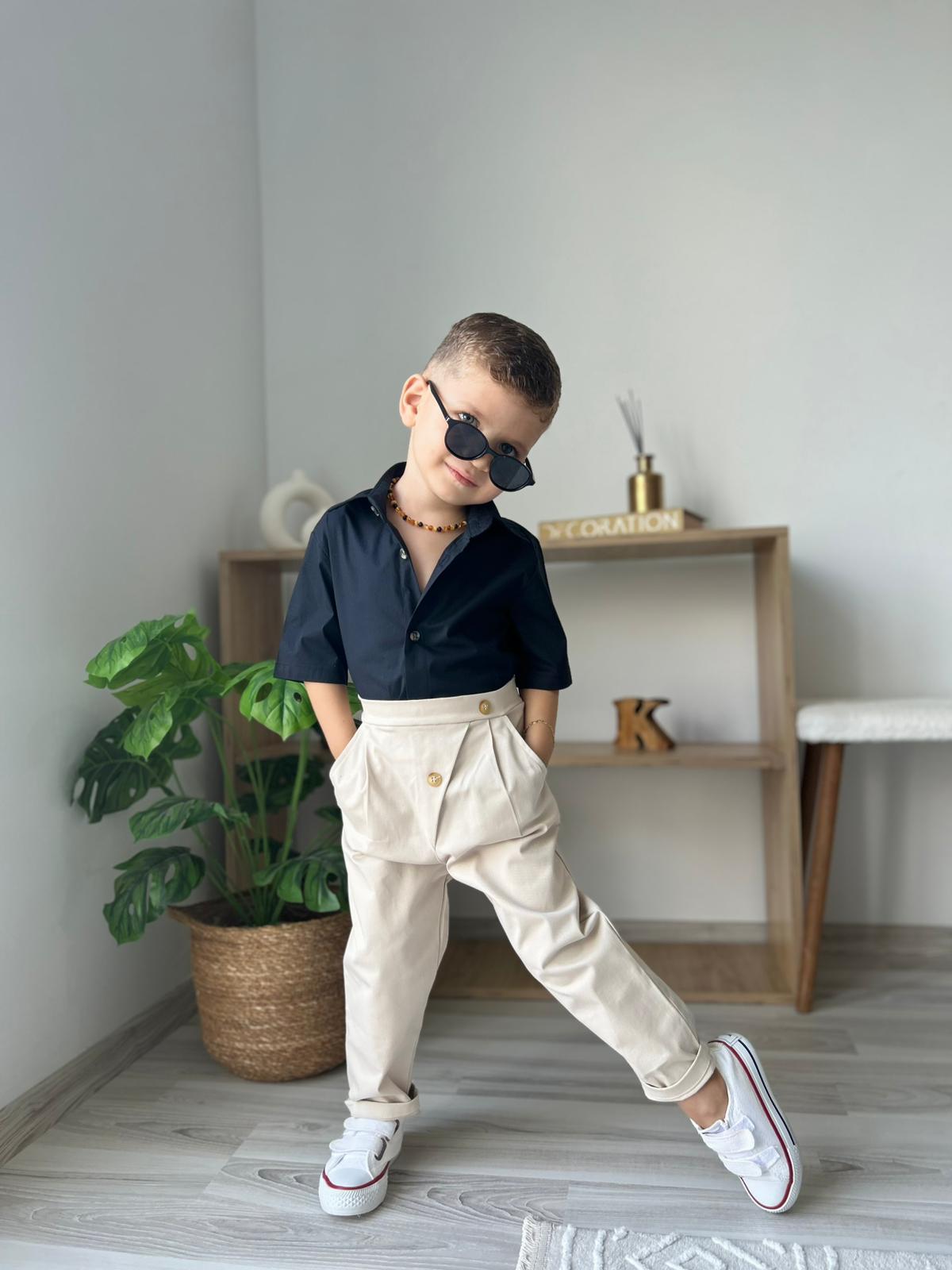 Favorimkids Bebek Çocuk Pantalon Kısa Gömlek Takım 1-5 yaş 