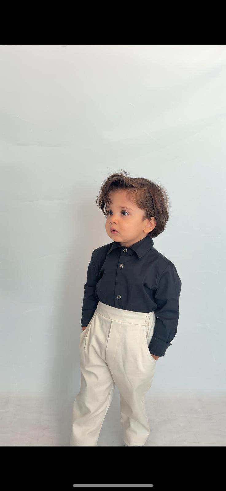 Favorimkids Bebek Çocuk siyah Krem Uzun Kollu Pantalon Gömlek Takım 1-5 yaş new4