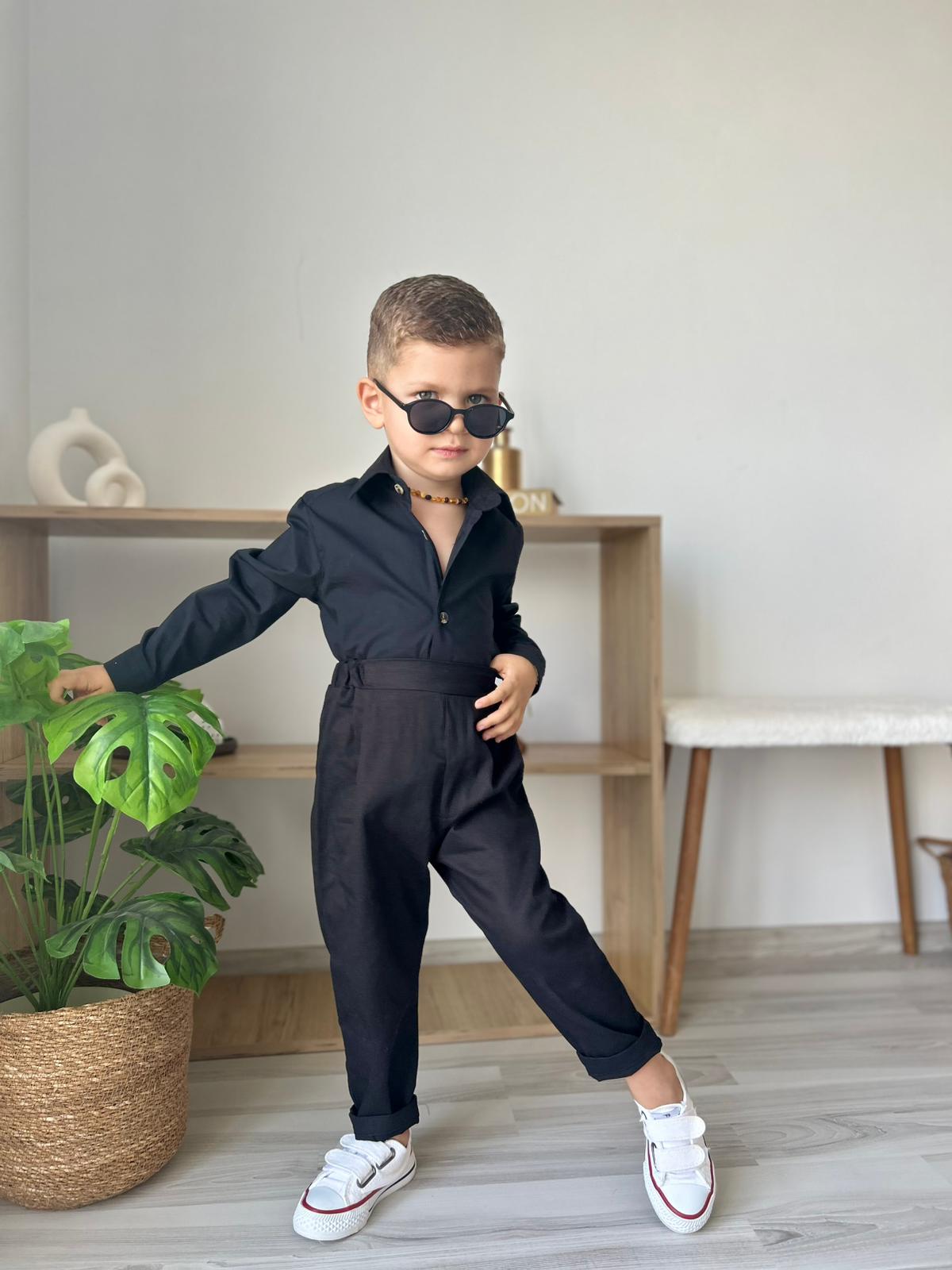 Favorimkids Bebek Çocuk SİYAH Pantalon  Gömlek Takım 1-5 yaş 
