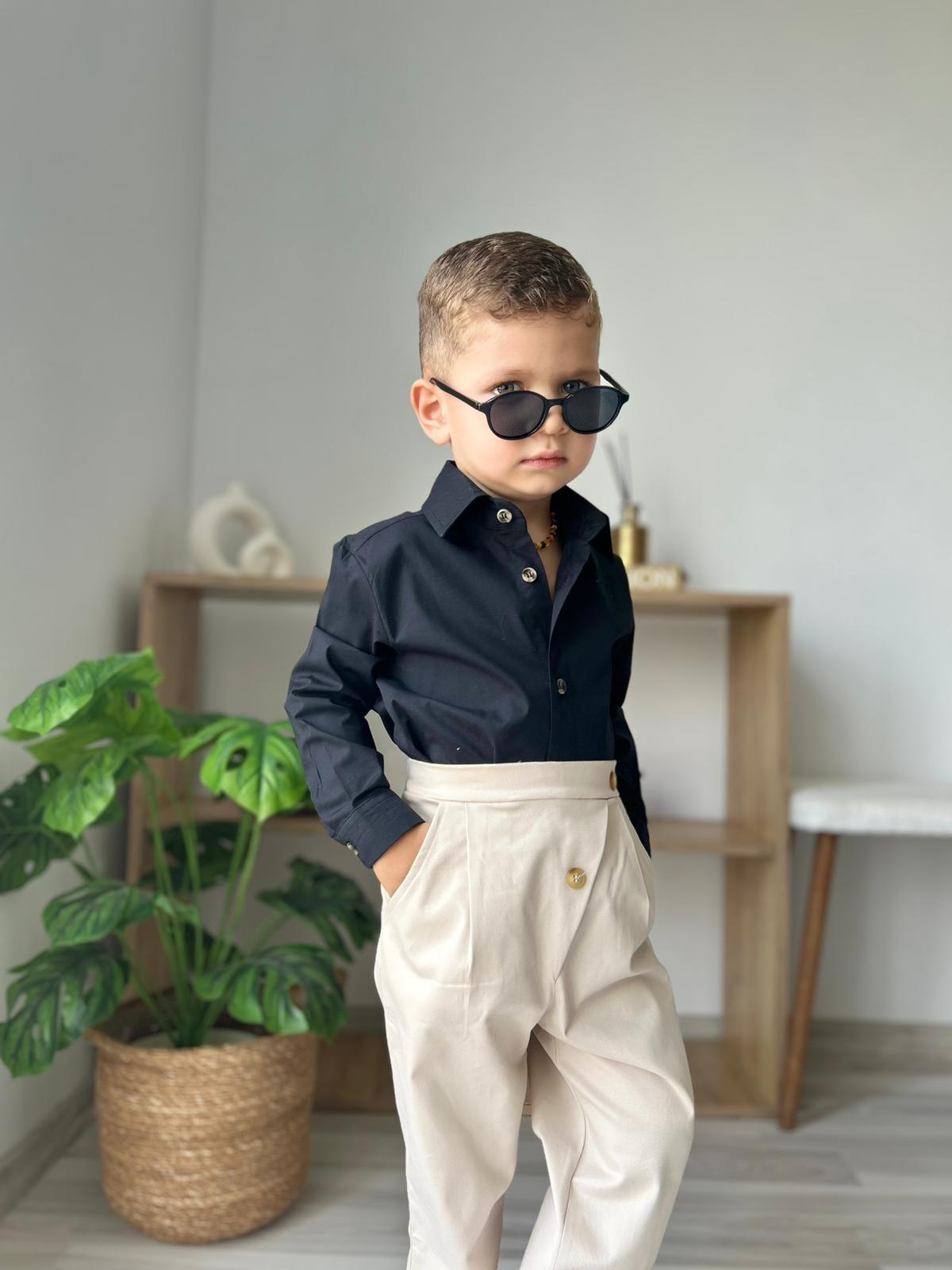 Favorimkids Bebek Çocuk Pantalon Siyah uzun  Gömlek Takım 1-5 yaş 