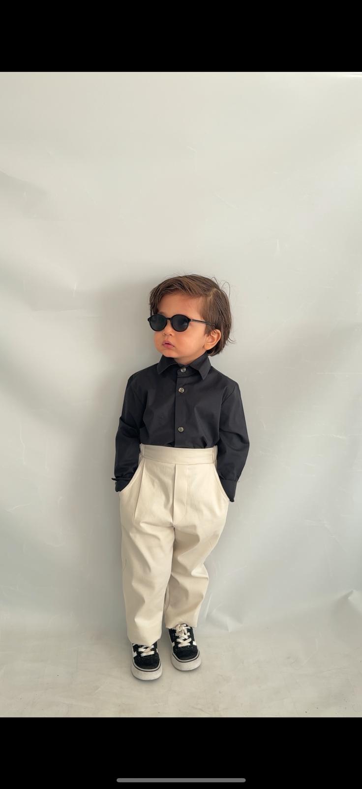 Favorimkids Bebek Çocuk siyah Krem Uzun Kollu Pantalon Gömlek Takım 1-5 yaş new4