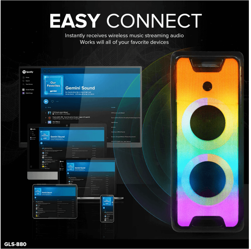 Gemini GLS-880 Taşınabilir Işıklı Bluetooth Hoparlör