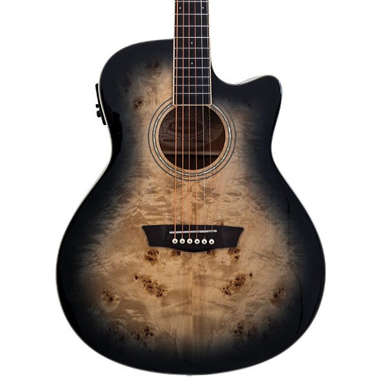 Washburn Deep Forest Burl Ace Black Fade Elektro Akustik Gitar