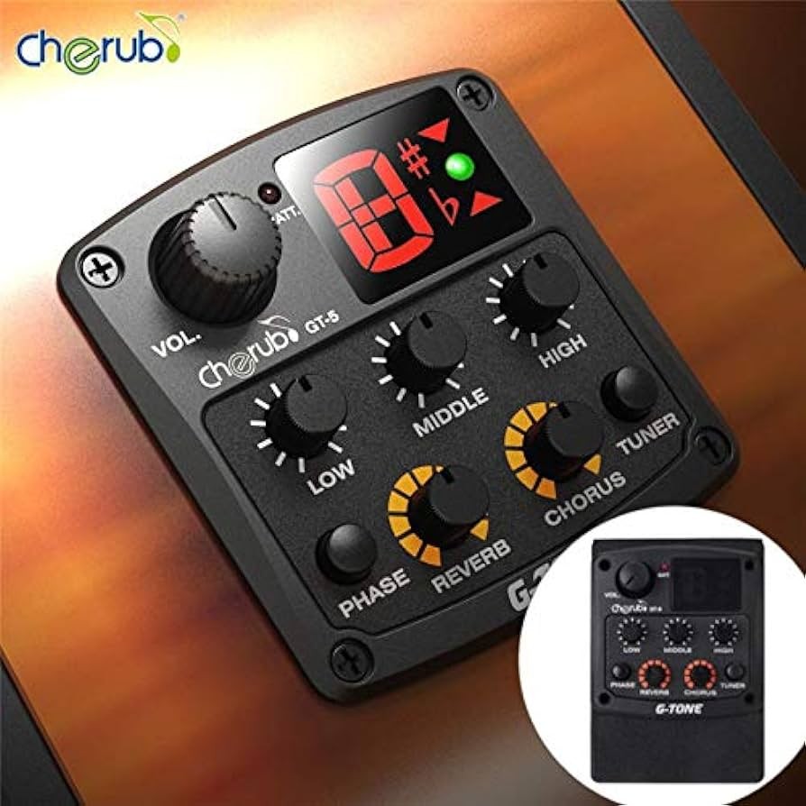 Cherub GT-5 Akustik Gitar Preamfi ve Tuner + Eşik Altı 3 Band EQ