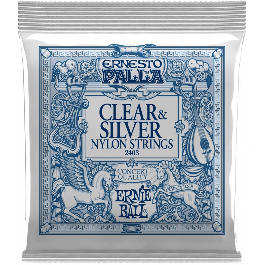 Ernie Ball 2403 Ernesto Palla Nylon Clear And Silver Klasik Gitar Tek Takımı