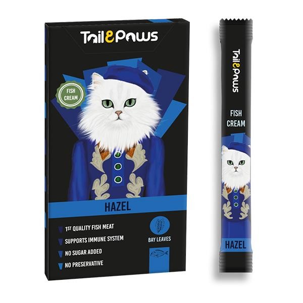 Tail Paws Hazel Balıklı Şekersiz Krema Kedi Ödülü 15gr 5li