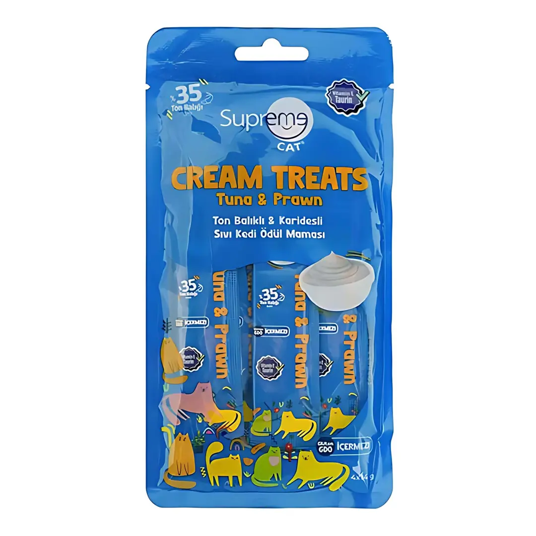 Supreme Cat Ton Balıklı ve Karidesli Krema Kedi Ödülü 4x14gr