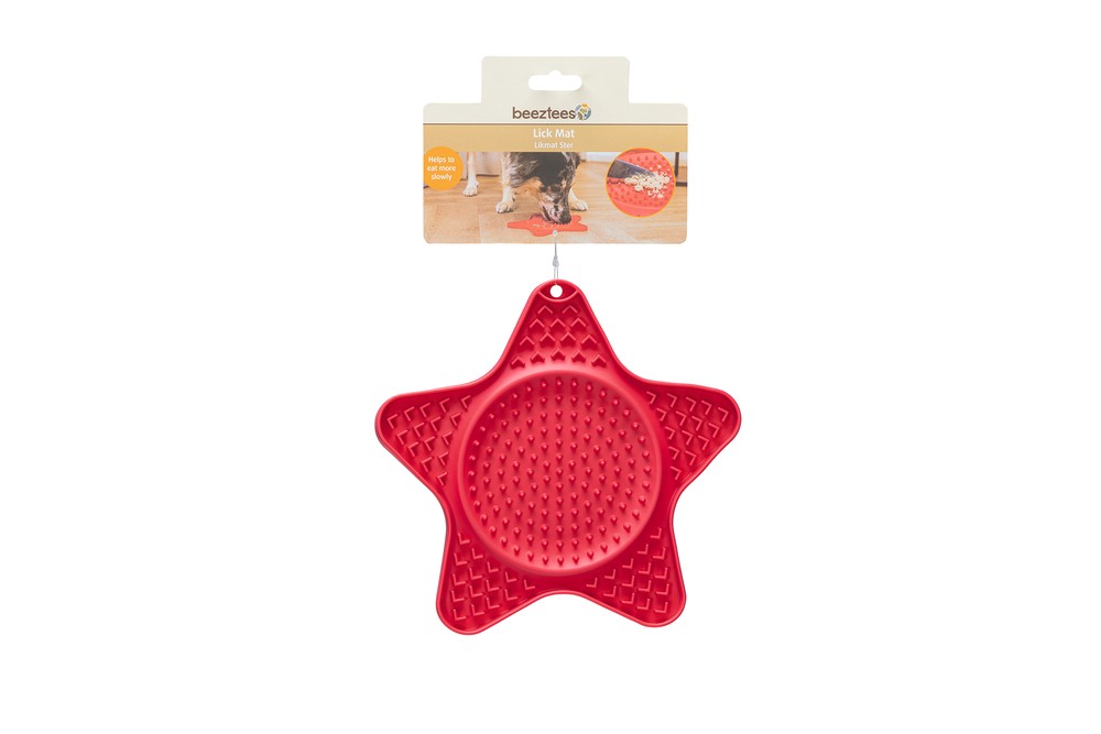Beeztees Yavru Köpek Yaş Mama Yeme Oyuncağı, Yıldız Şeklinde, Silikon, Kırmızı, 20x20cm