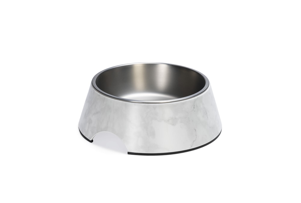 Beeztees DBL Köpek Mama Su Kabı, Mat Paslanmaz Çelik, Beyaz Mermer Görünümlü, 22cm, 700ml
