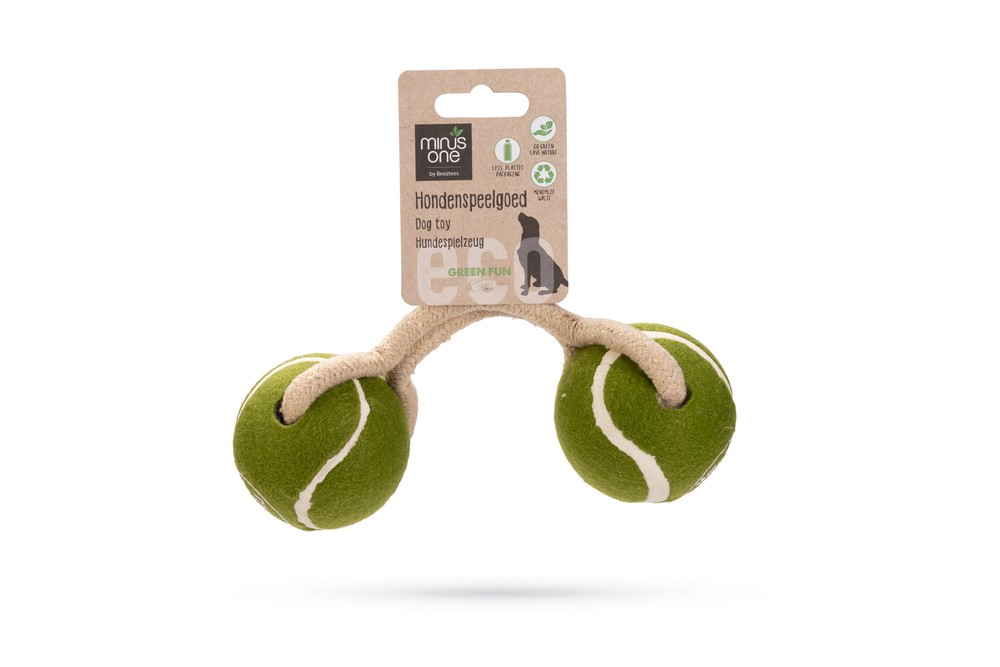 Beeztees Köpek Oyuncağı, İpli İki Tenis Topu, Kauçuk, Gri/Kahverengi, 21cm, Top 6,3cm