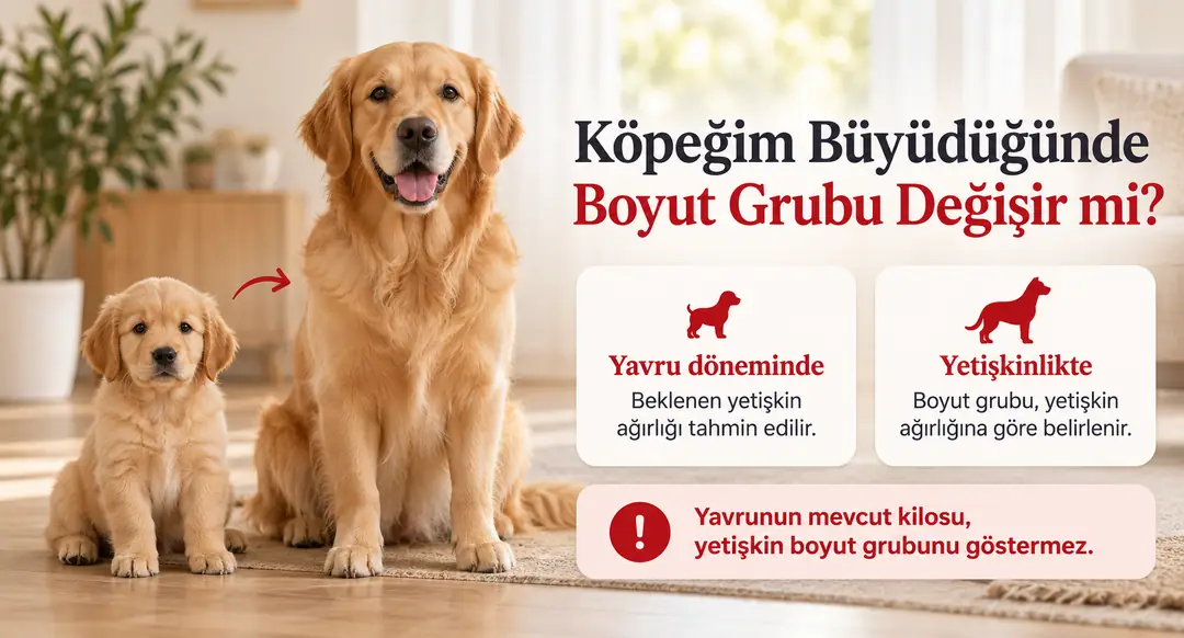 Köpeğinizin boyut grubu, yetişkinlik dönemindeki ağırlığına göre belirlenir.