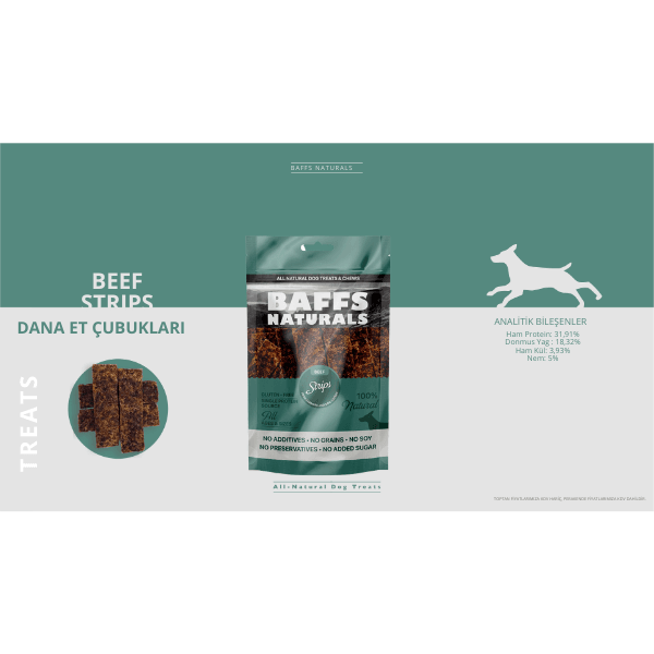 Baffs Natural Dana Et Çubukları Köpek Ödülü 100Gr