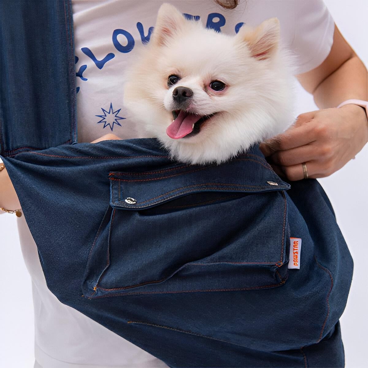 Pawstar Crossbody Kedi Köpek Taşıma Çantası Mavi Denim