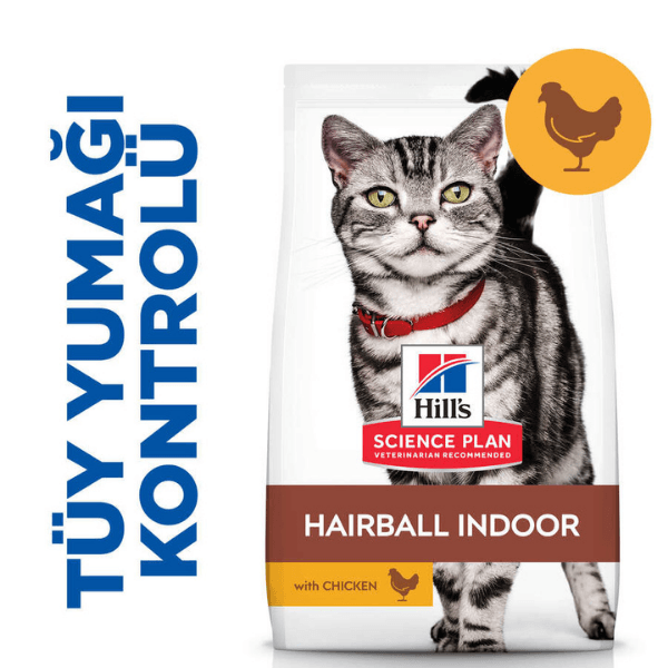 Hills Hairball Indoor Adult Tavuklu Yetişkin Kedi Maması 1,5Kg