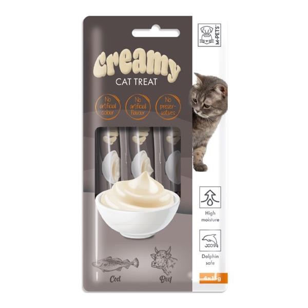 M-Pets Creamy Morina Balıklı ve Biftekli Kedi Ödülü 4x15gr