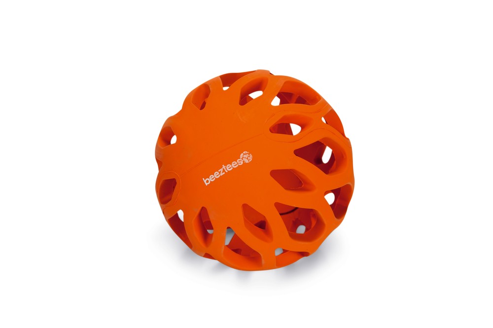 Beeztees Köpek Oyuncağı, Delikli Top, Kauçuk, Turuncu, 11cm
