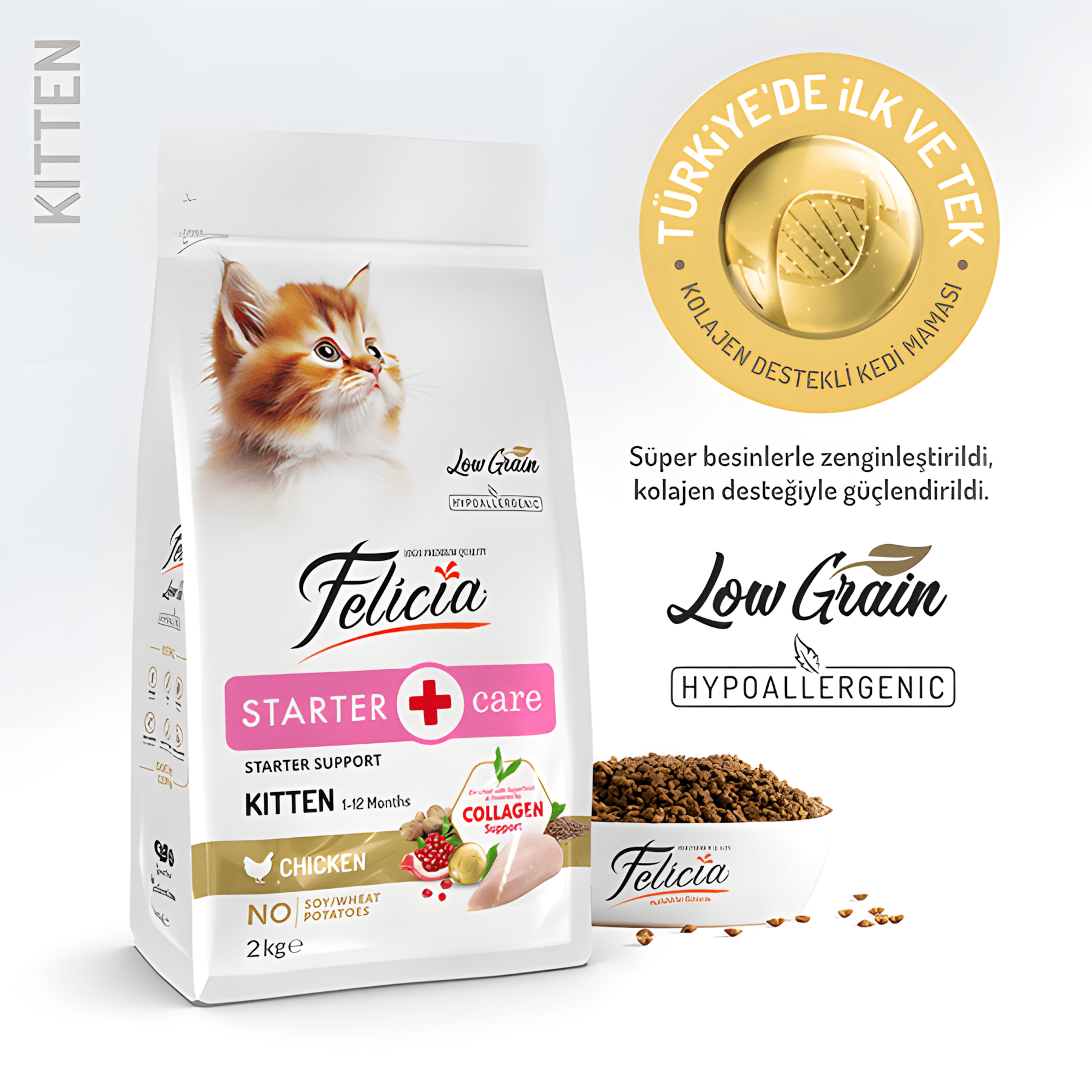 Felicia Az Tahıllı Tavuklu Hypoallergenic Kolajenli Yavru Kedi Maması 2Kg